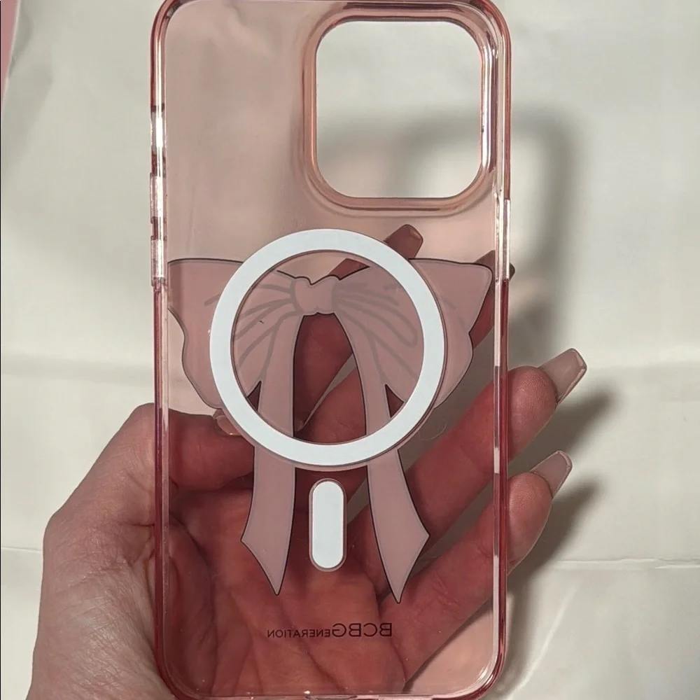 BCBGeneration Pink Phone Case with Bow Design